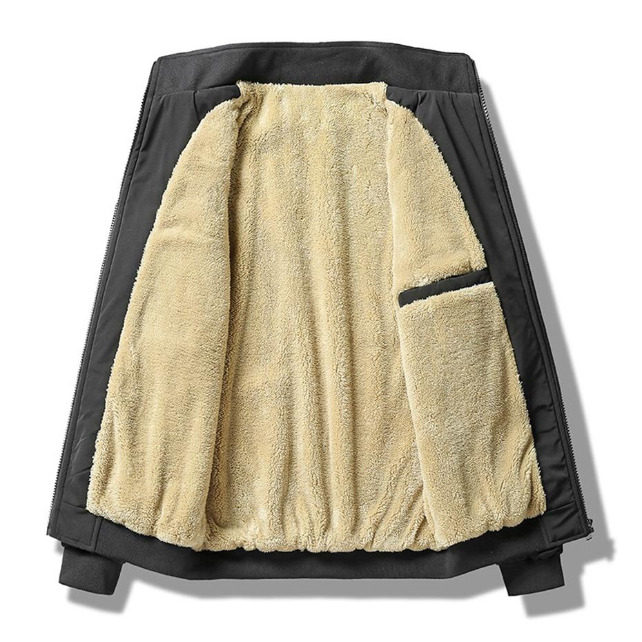Fleece Jacket Men Winter Thick Jackets Coats Plus Solid Color Jacket Fashion Casual Outwear Coat Warm