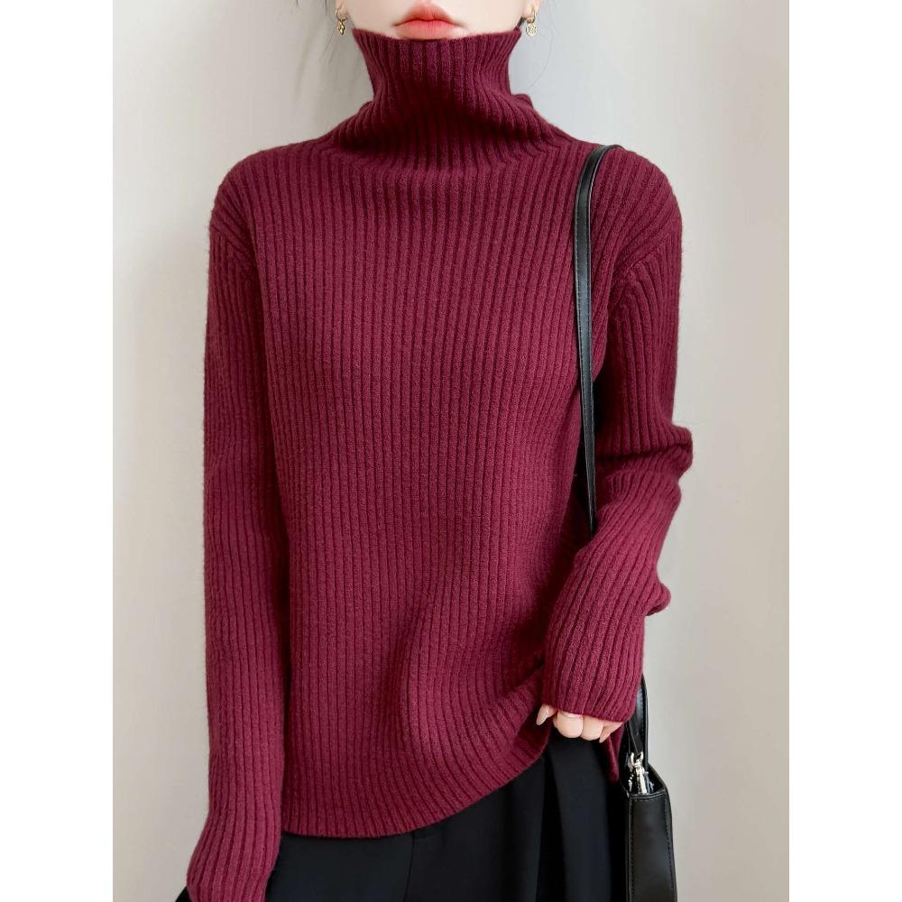 Verdickter Rollkragen Strickpullover, Damenpullover mit hohem Kragen, Neues warmes Pullover-Top