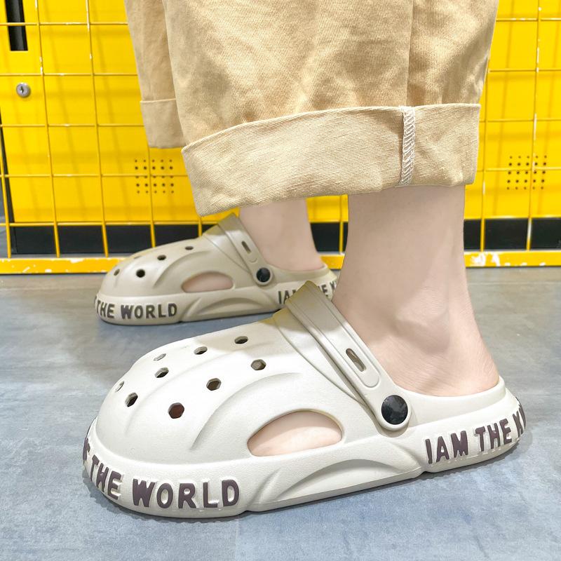 Hole Shoes Men'S Non-Slip Beach Sandals Outdoor Casual Thick-Soled Slippers Men'S
