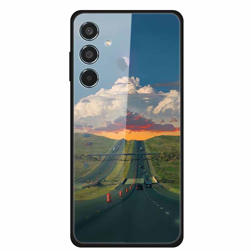 Glass Cellphone Case For Samsung Galaxy M35 Hard Plastic Back Cover For Samsung M 35 Flowers Painted Cases Fundas Shell Shield