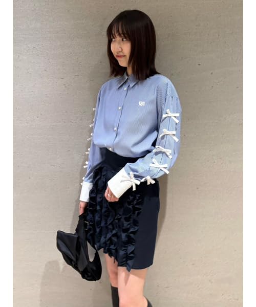Furfur Ribbon Sleeve Overshirt RWFT251065 BLU Women's