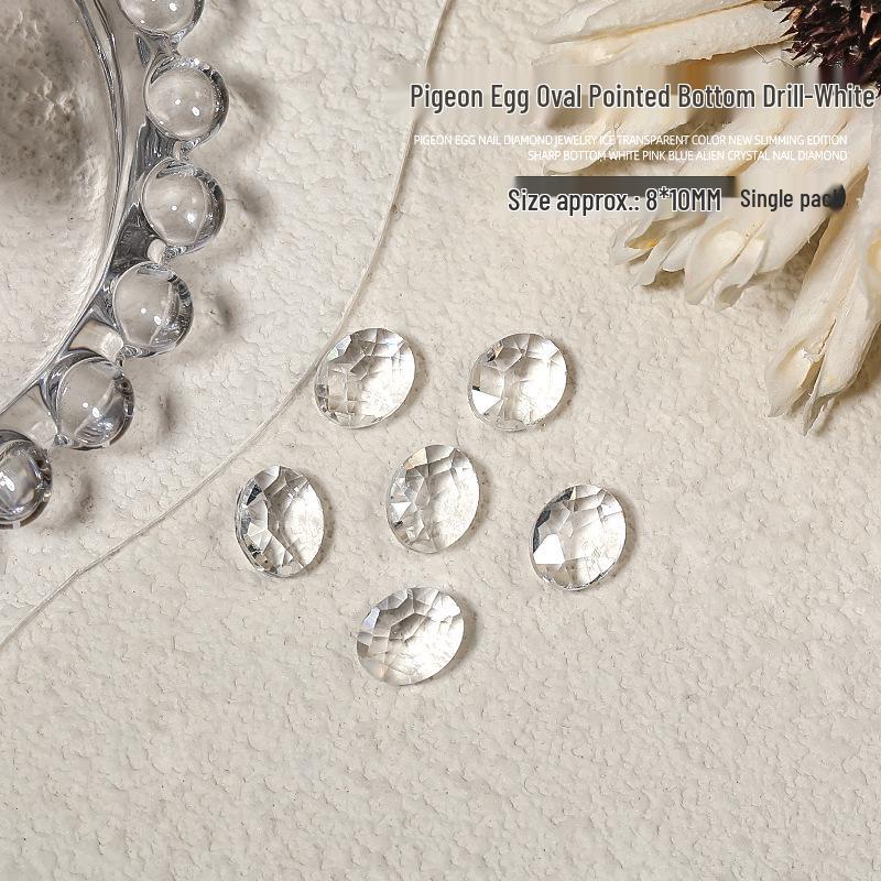 

Translucent Crystal Pigeon Egg Nail Art Multi-Faceted Drill - High Quality, Super Shiny, 8x10