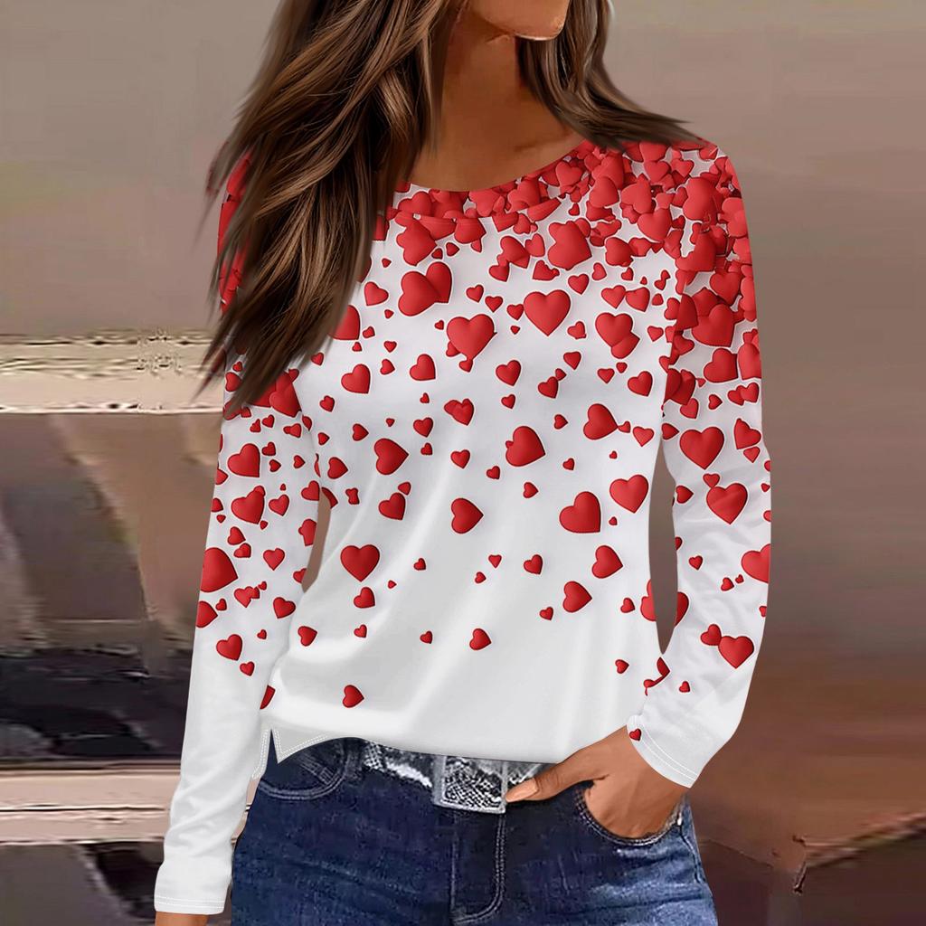 Dámská móda Ležérní Rozparek Lem s kulatým výstřihem Dlouhý rukáv Volný Tričko s potiskem Dámský Top