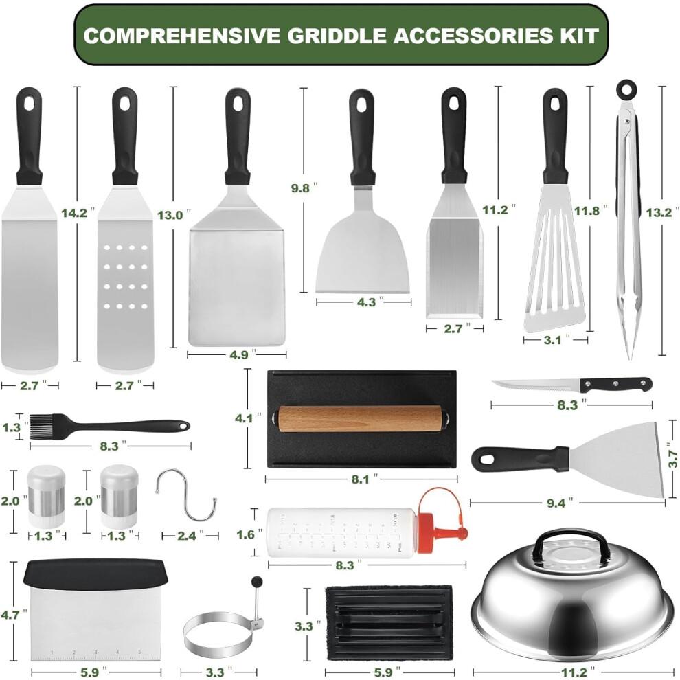 35PCS Griddle Accessories Kit for Blackstone and Camp Chef, Flat Grill Tools Set with Enlarged Spatulas and Basting Cover