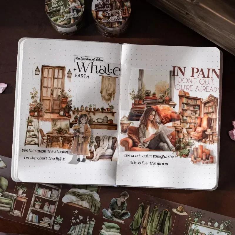 200cm/roll PET Tape Bedroom Living Room Home Character Scene Pattern Tape Creative Collage Material DIY Greeting Card Decorative