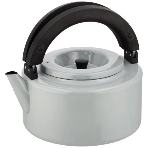 CB Japan 1.6L Flat Kettle with Tea Strainer, Gray, Induction Compatible, Enamel, Copan