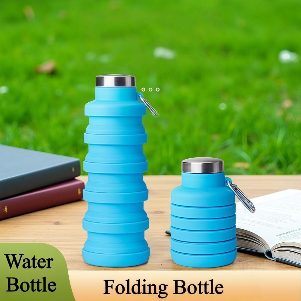 Silicone Foldable Water Bottle 500ml Portable Cycling Outdoor Sports Water Gradient Color Collapsible Bottle Folding Water Cup синий