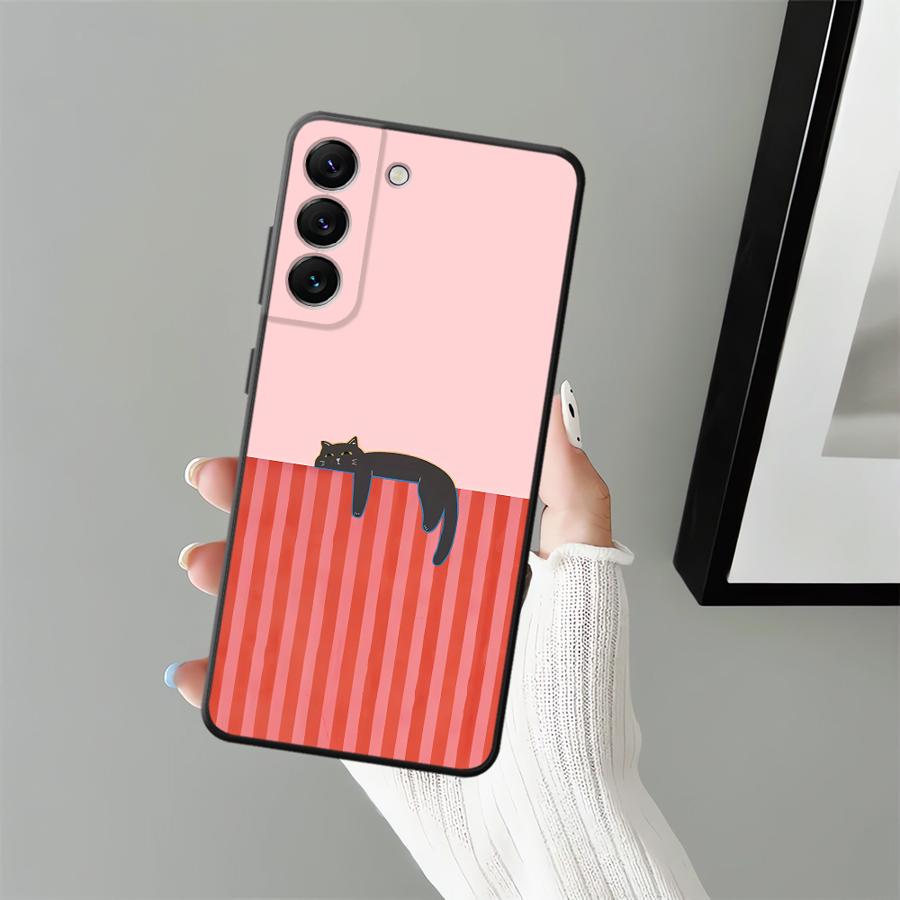 Soft Phone Cover Case for Samsung Galaxy A22 A52 A32 A25 A71 A24 A55 A36 A26 A72 A35 A23 A53 A41 A51 A73 Artistic Black Cat