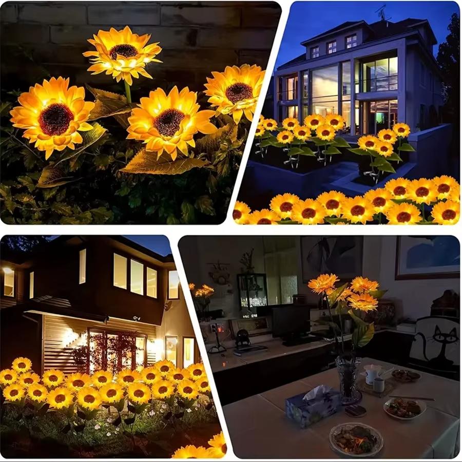 Solar LED Simulation Sunflower Light 1/3 Head Outdoor Waterproof Lawn Night Lights Landscape Lamp Home Decoration Patio Lighting