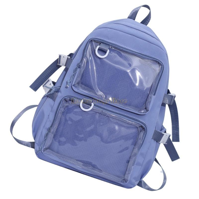 Zaino a Spalla in Nylon per Studenti Universitari X90D Itabag Giapponese Trasparente Grande Capacità Borsa Scolastica per Esposizione Spille Anime