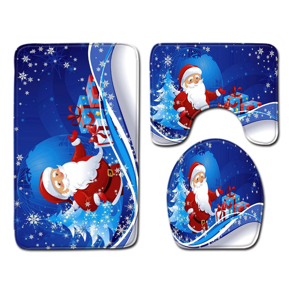 Christmas Bathroom Floor Mat Toilet Three-Piece Set
