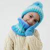 3Pcs/Set Kids Hat Scarf Gloves Set Rainbow Color Twist Texture Hat Thickened Plush Lining Neck Gaiter Knitted Gloves Set