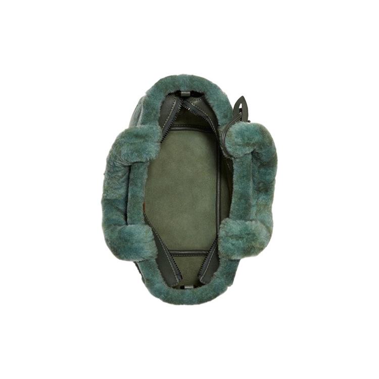New COACH Shearling Tote Bag, Shopping Bag, Handbag, Shoulder Bag, Crossbody Bag Trumpets Women's Green CC441-V5GRN