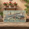 D Benátky Itálie Hliníkový nápis Vintage Rialto Bridge Gondola Kovový plakát xin Retro italská městská krajina Nástěnné umění pro domácnost Kavárna