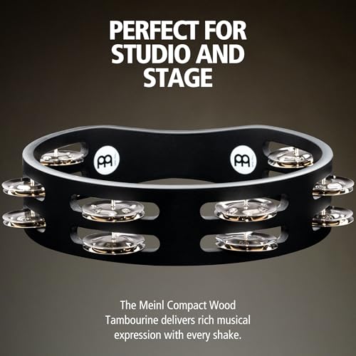 MEINL Percussion Compact Wood Tambourine with Nickel Plated Steel Jingles, 2-Rows, CTA2S-BK [Official Japanese Product]