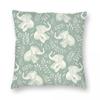 Laughing Baby Elephants Sage Green Square Pillowcase Polyester Linen Velvet Creative Zip Throw Pillow Case Sofa Cushion Cover