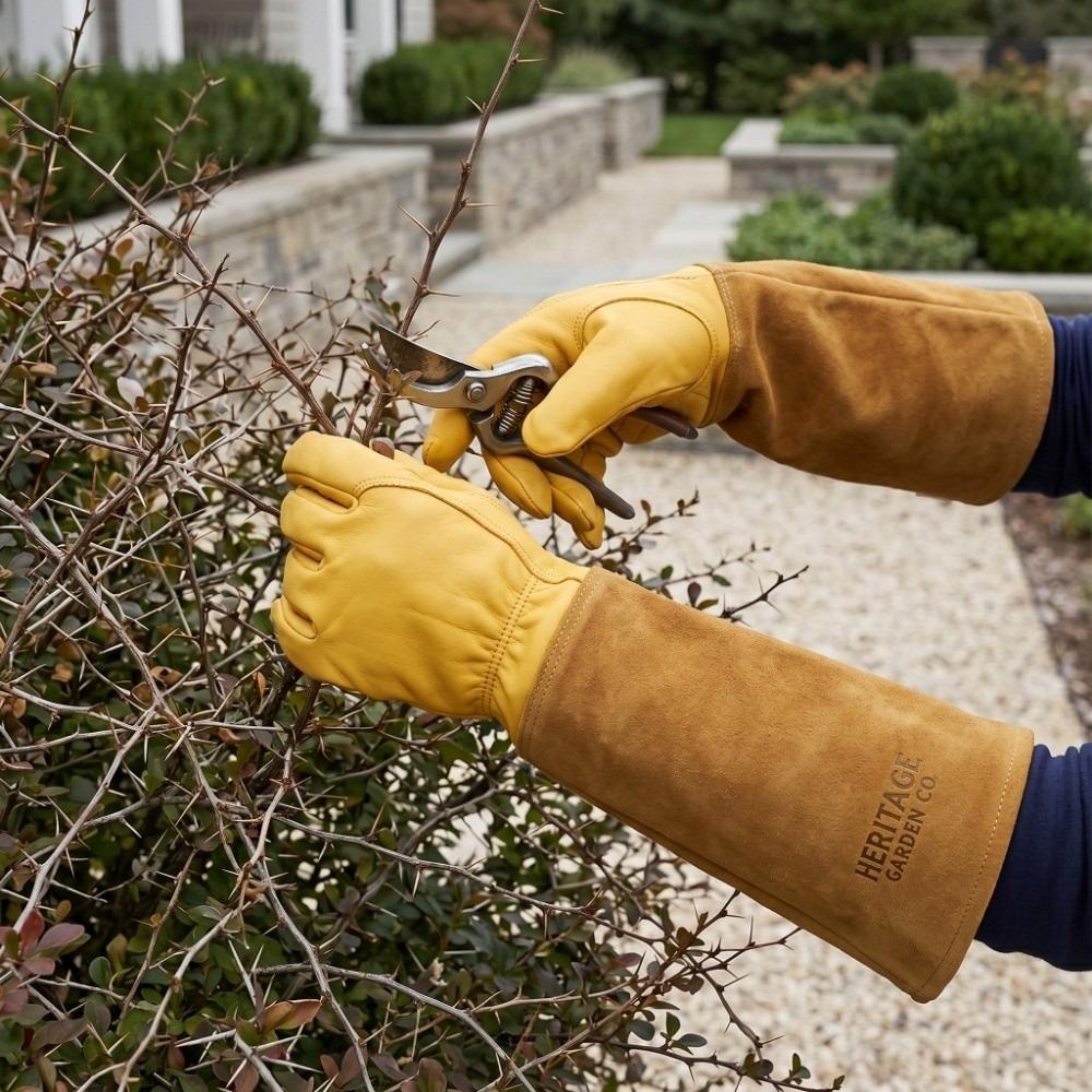 

1 Pair Leather Gardening Gloves Wearproof Leather Work Gloves Comfort Long Gauntlets Gardening Yellow-M