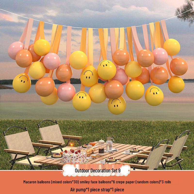 Xiaohongshu První narozeninová kempingová párty Balónky a banner pro děti