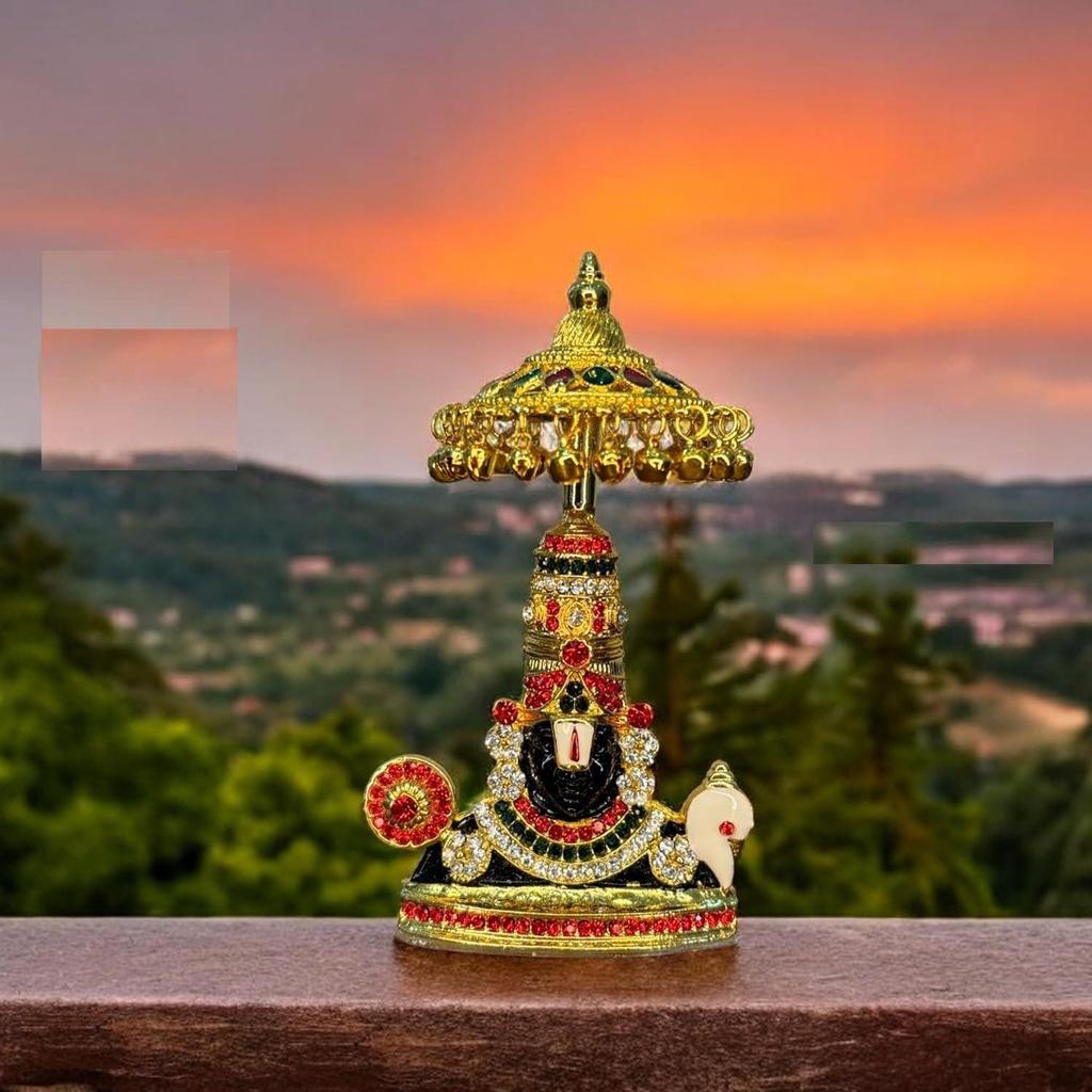 Balaji Tirupati Lord Venkateswara Auto Armaturenbrett Idol mit Kristallsteinen Hindu Gott