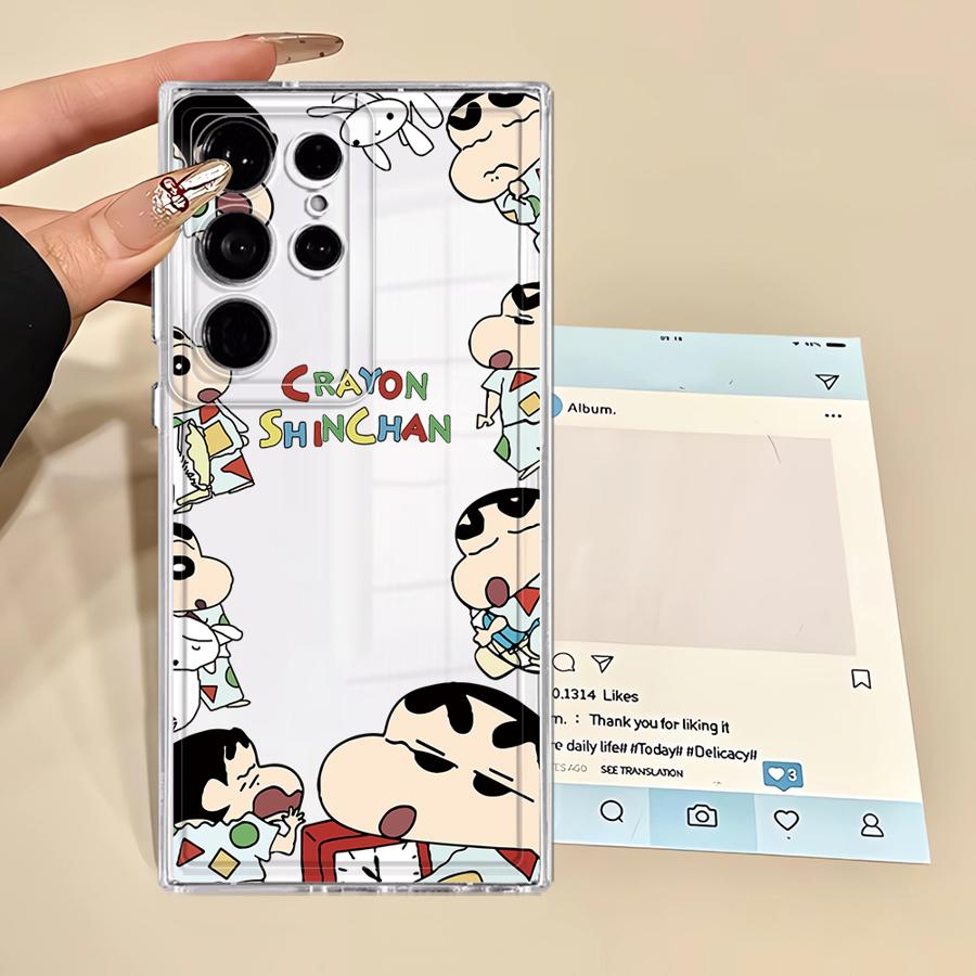 Case for Samsung Galaxy Note 20 Ultra 10 S21 S20 Plus S25 Edge S26 S22 FE S23 Ultra S24 Phone Cover Cartoon Crayons Shinchan