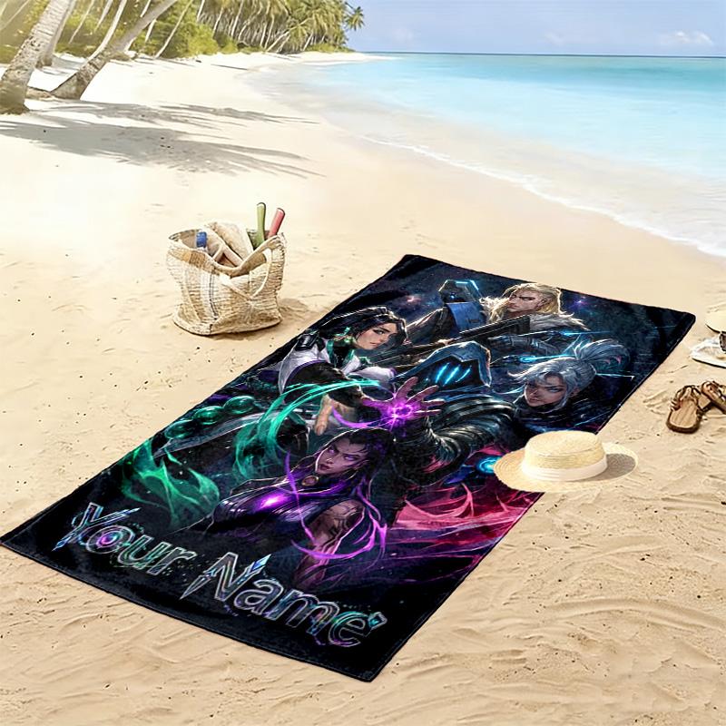 Name Custom Valorant Print Beach Towel, Large Soft Quick Dry Towel for Beach Camping Swimming
