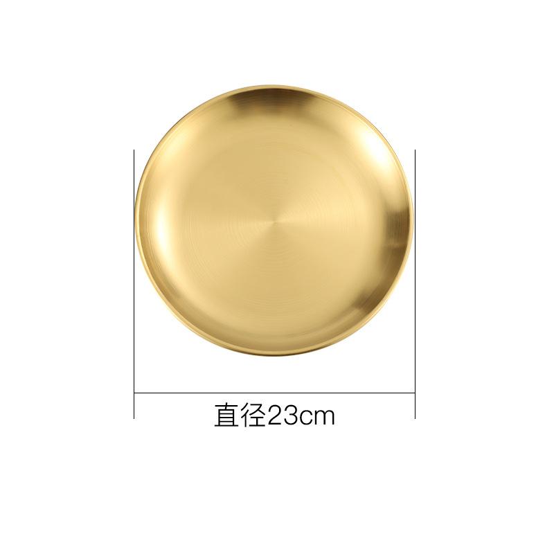 Stainless Steel Round  Food Storage Tray Korean Style Steak BBQ Buffet Plates Durable Thicken Shallow Dishes Kitchen Tools