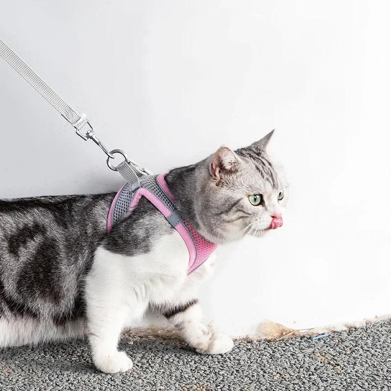 Adjustable Reflective Pet Harness Breathable Cat/Dog Mesh Vest for Cute Small Cats Dogs Outdoor Walking Pet Supplies