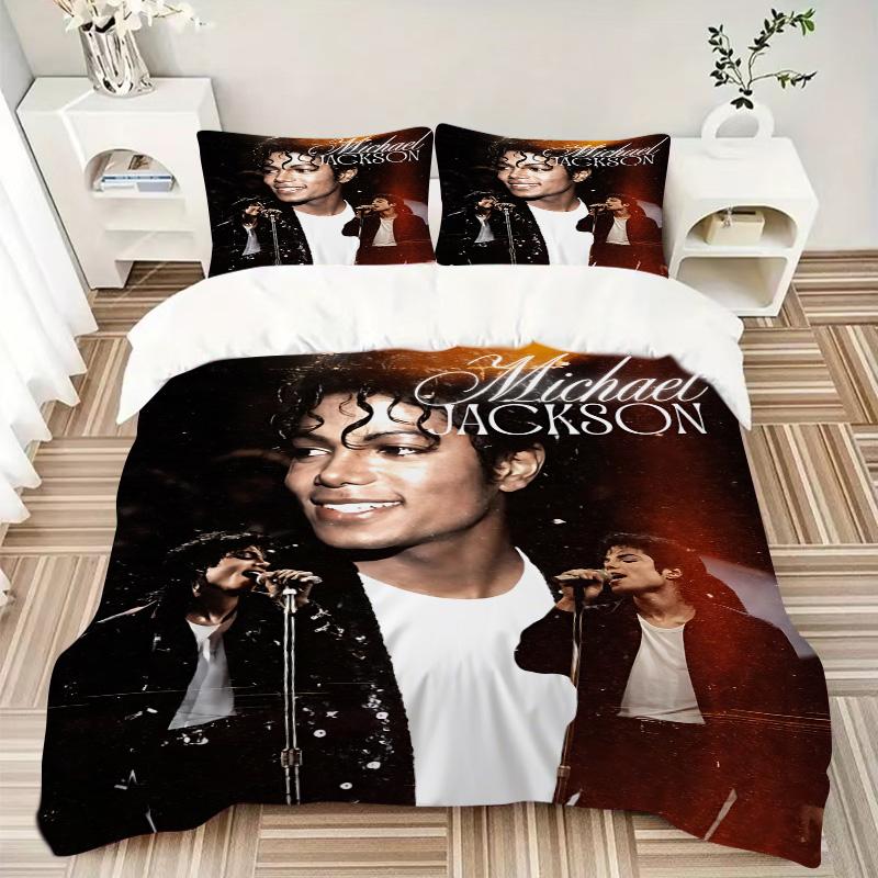 Set Biancheria da Letto Iconico di Michael Jackson 3 Pezzi Copripiumino con 2 Federe Cuscino Regalo di Compleanno per la Casa