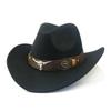 Etnisk stil Vintage Cowboy Ullfilt Hatt med Brett som er rullet opp