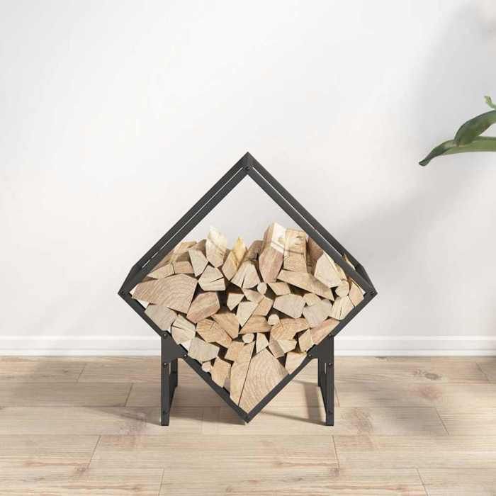 VidaXL Portant de bois chauffage noir 50x25x50 cm, support à bûches de cheminée, support à bûches, support à bûches, 864275