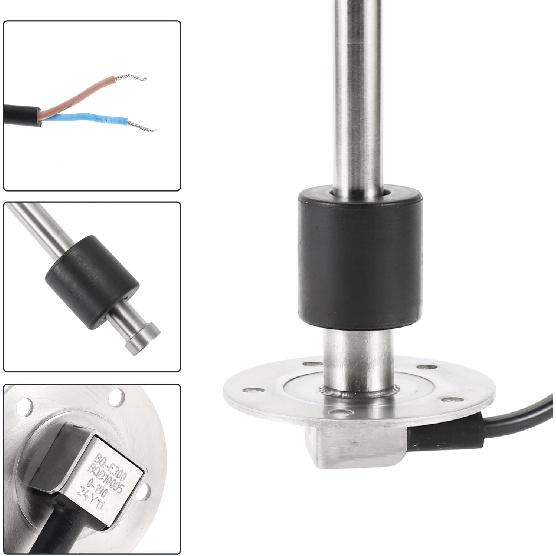 1set Fuel Sending Unit and Gauge Kit 11.81" Length Boat Fuel Sending Unit Marine Fuel Sender Unit Black Silver Tone Metal 0-190 Ohm