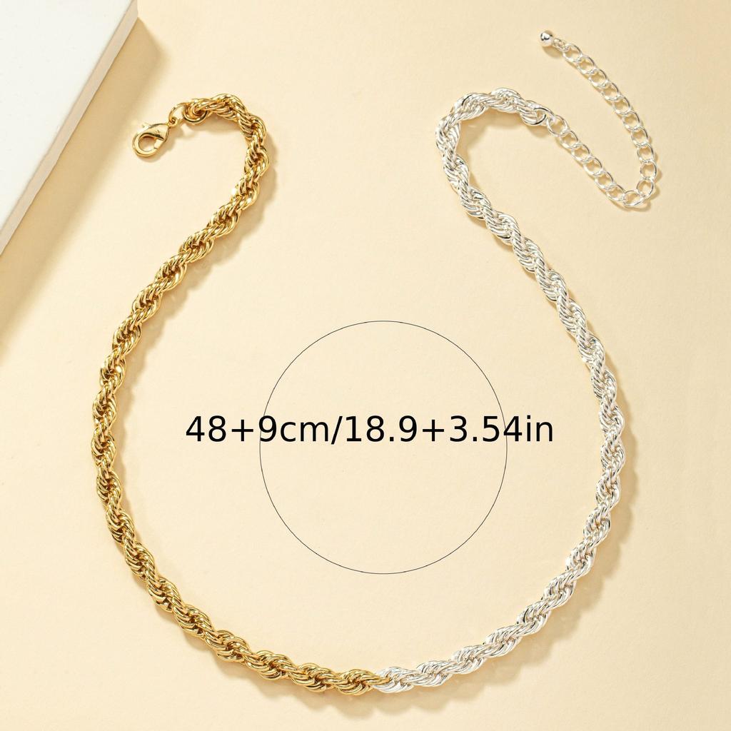 A gold and silver two-color twist chain necklace neutral style party vacation new year gift jewelry