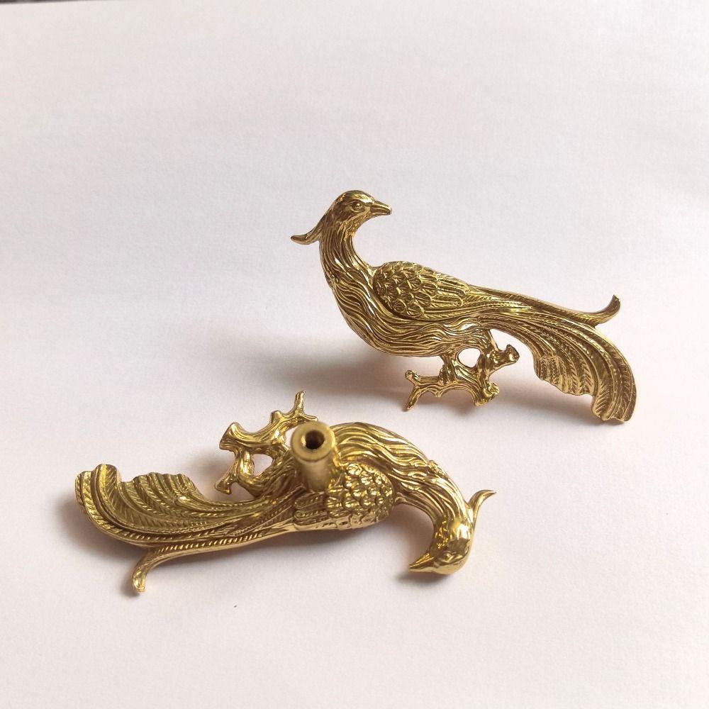 Solid Brass Brass Drawer Handle Phoenix Design Luxury Cabinet Handle Classical Pure Copper Cabinet Door Knob Shoe Cabinet