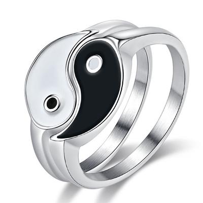 Tai Chi Diagramm Yin Yang Fisch Titanstahl Ring Ring Männer und Frauen Separate Kombination Edelstahl Partnerringe