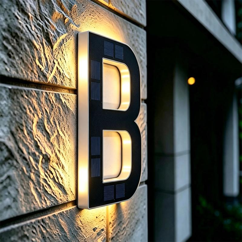 LED Solar House Number Light, Waterproof Light‑Sensor Address Plate for Home Entrance Yard Wall Fence Gate Outdoor Household Decoration