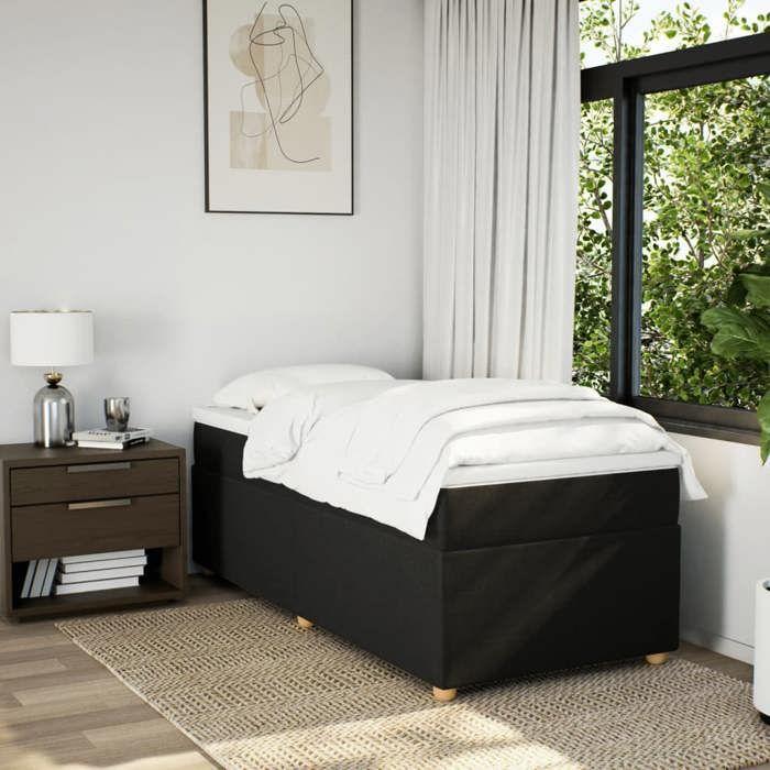Maison Exclusive - Sommier à lattes de lit avec matelas Noir 90x200 cm Tissu