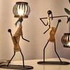 Metal Candle Holder Handmade Human Shape Candle Holder Iron Art Figure Tea