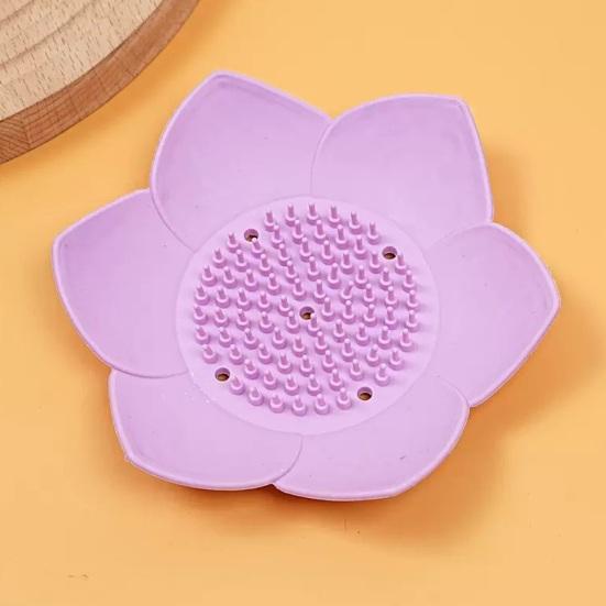 Silicone Soap Dish Lotus Shape Soap Holder with Drainage Holes Non-Slip Soap Holder