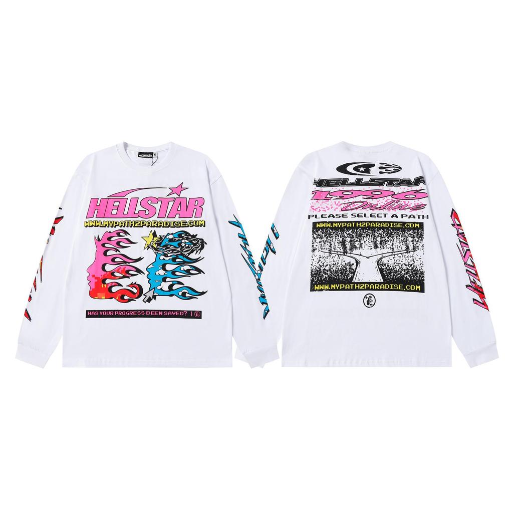 Cross 2025 Hellstar Trendy High Street Loose Long Sleeve Hoodie for Men & Women – Autumn Wear