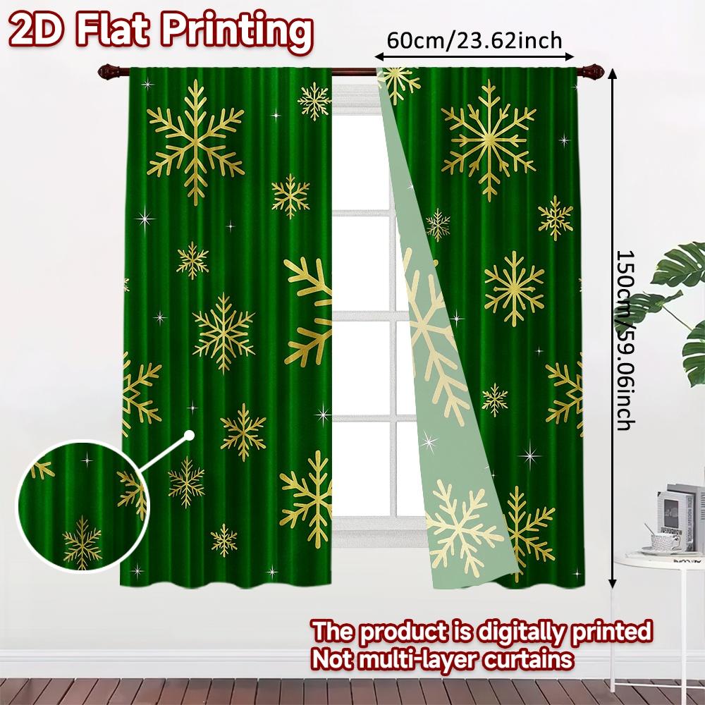 2 Stück, 2D-FLACHDRUCK Vorhänge (Ohne Stange) Festliche Freude Weihnachts-Festival Chic-Druck Vorhänge Vielseitig Langlebiges Polyester