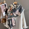 185*65cm Tassel Scarf Autumn/Winter Warm Scarf Women's Butterfly Print Imitation Cashmere Thick Shawl Warps Coldproof Blanket
