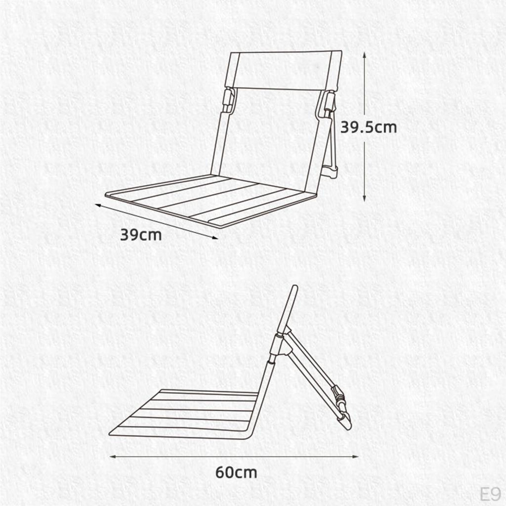 Beach Chair with Back Support Floor Storage Bag Foldable Stadium Seat