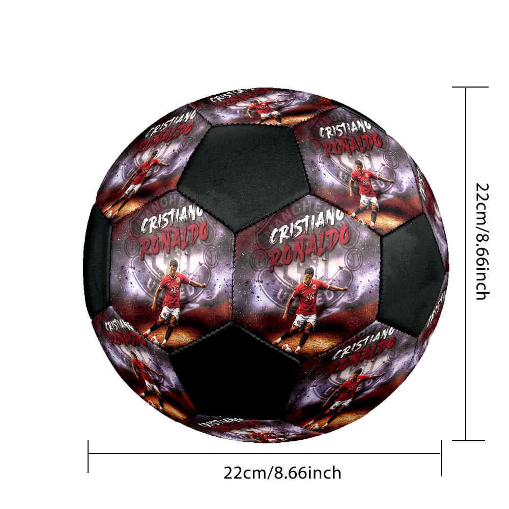 1PC Cristiano Ronaldo Heart Size 5 Soccer Ball PrahaIndoor Soccer Ball Colorful All Ages Machine Stitched PVC Competition Ready Durable High-Bounce