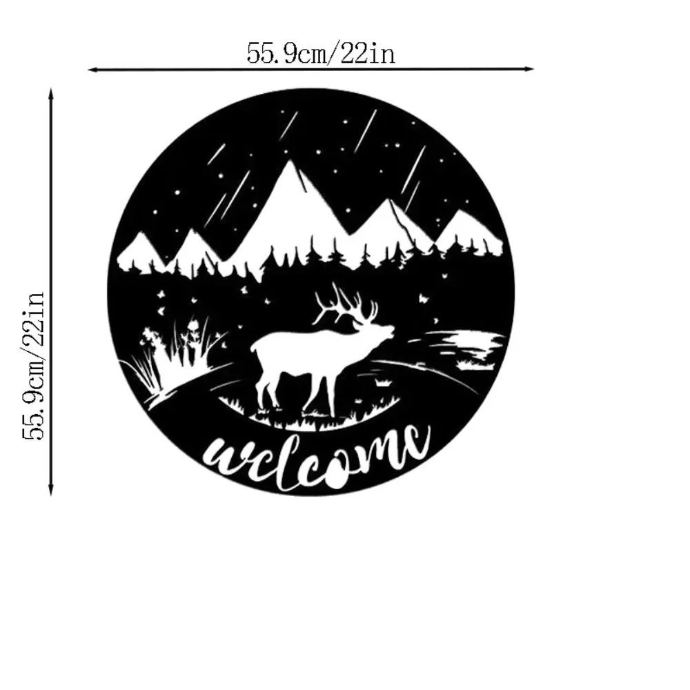 

1pc Vintage Deer Elk In Forest Metal Wall Art 22 x22 Welcome Sign Wall Sculpture Wall Decor Metal Wall Hanging чёрный