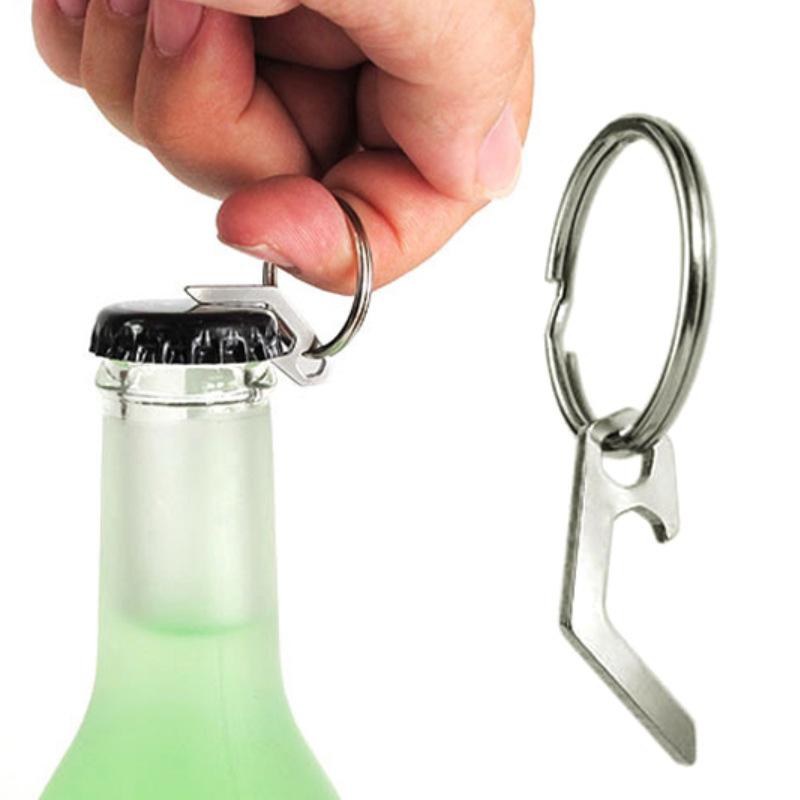 1PC Bottle Opener Keychain, Small Keychain Beer Bottle Opener Can Opener Mini Keychain for Camping and Traveling