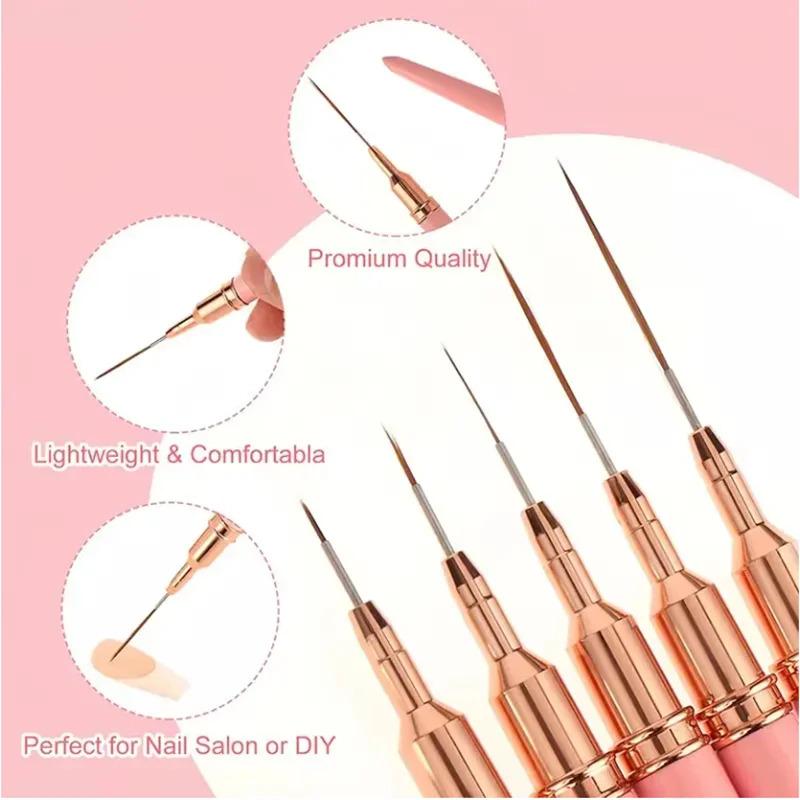 5pcs Nail Art Liner Brush Set UV Gel Nail Brushes Kits French Stripe Line Painting Drawing Flower Pen Professional Manicure Tool