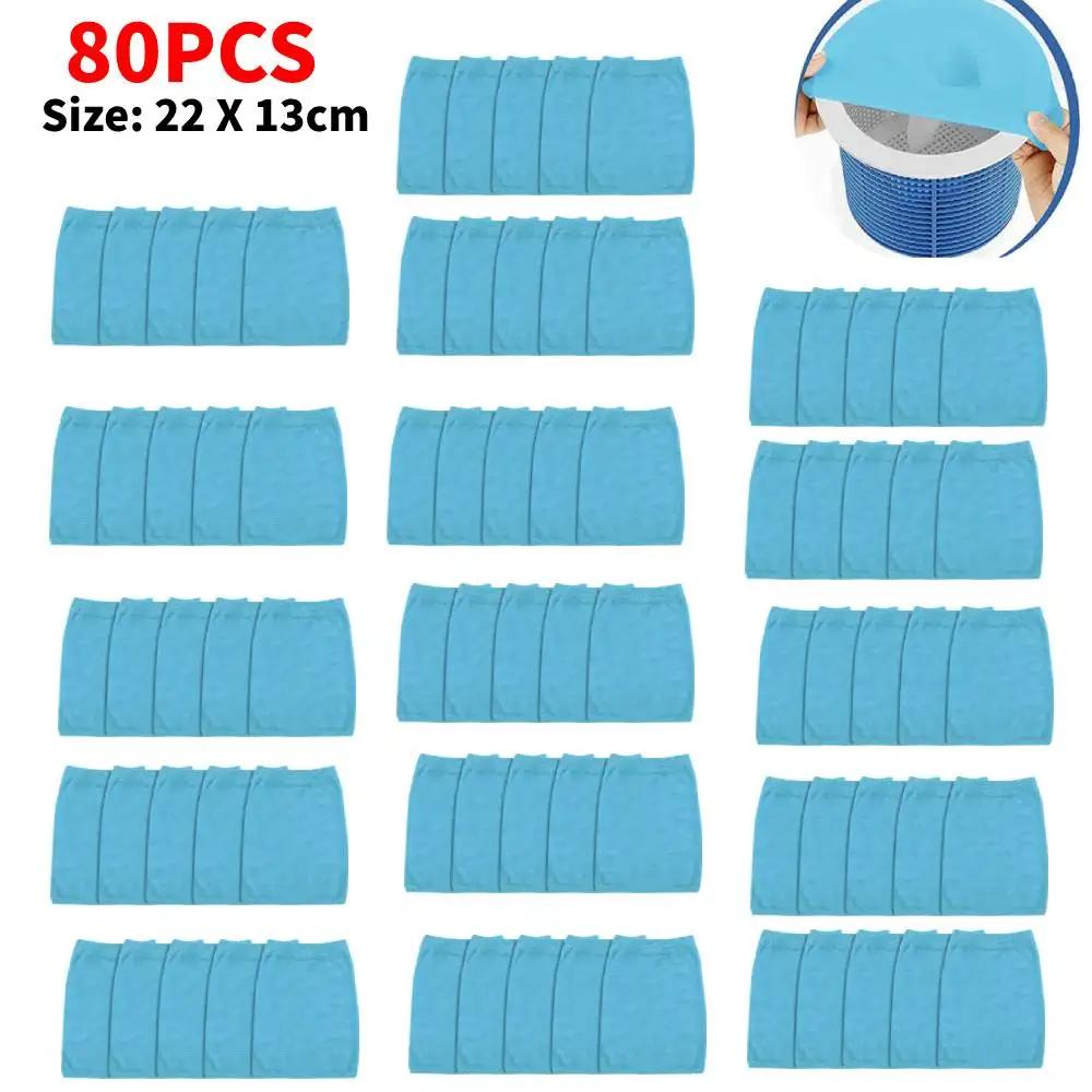 10/20/50/100pcs Filter Storage Pool Skimmer Socks Nylon Swimming Pool Filter Socks For Baskets Skimmers White Pool Supply