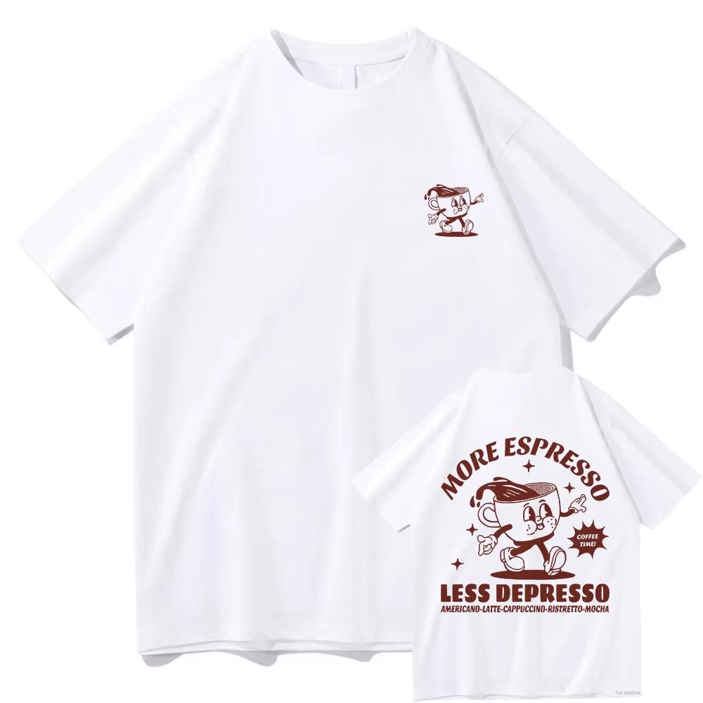 

Больше эспрессо меньше депрессо футболка мужская/женская харадзюку винтажная графическая футболка унисекс высококачественные топы ретро футболки 4XL