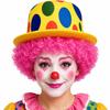 Colorful Afro Clown Wig Top Hat Set Funny Polka Dot Print High Hat Kinky Curly Wig  Carnival