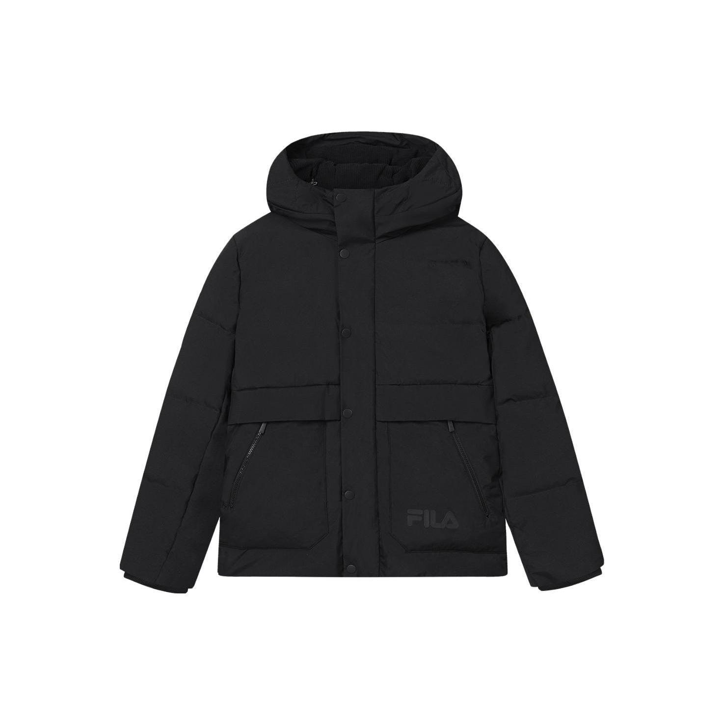 

FILA Solid Color Hooded Casual Down Jacket Men Jacket Black F11M348906F-BK 3XL